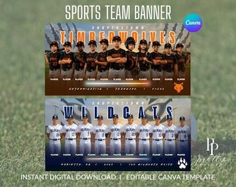 Customizable Sports Team Banner Canva Template, Editable Digital Download