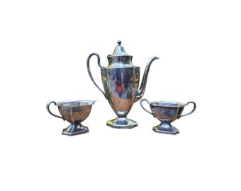 Mid Century Modern Art Deco Silverplate 3pc Coffee Tea Service