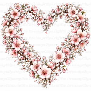 25 Heart Wreath Clipart Floral Heart Frames PNG Rose Botanical Frame Design Wildflowers Wreaths Spring Floral Valentine Heart Border Frames