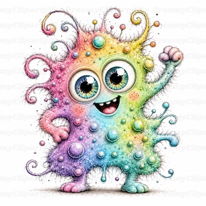 30 Cartoon Bacteria PNG Funny Germs Clipart Watercolor Microbe Medical Virus Anatomy Microscope Bacteria Medical Art Biology Classroom Decor