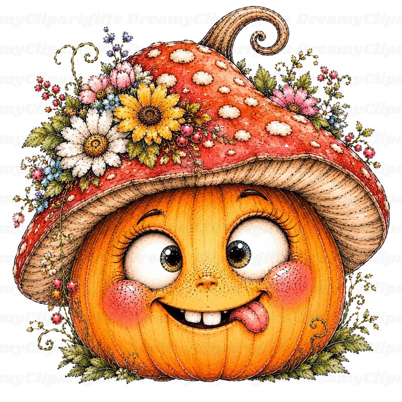 32 JPG Imágenes prediseñadas de calabazas florales Acuarela Fantasma de especias de calabaza Lindo arte de calabaza otoñal Decoración peculiar de jardín y granja Temporada de cosecha de otoño imagen 10