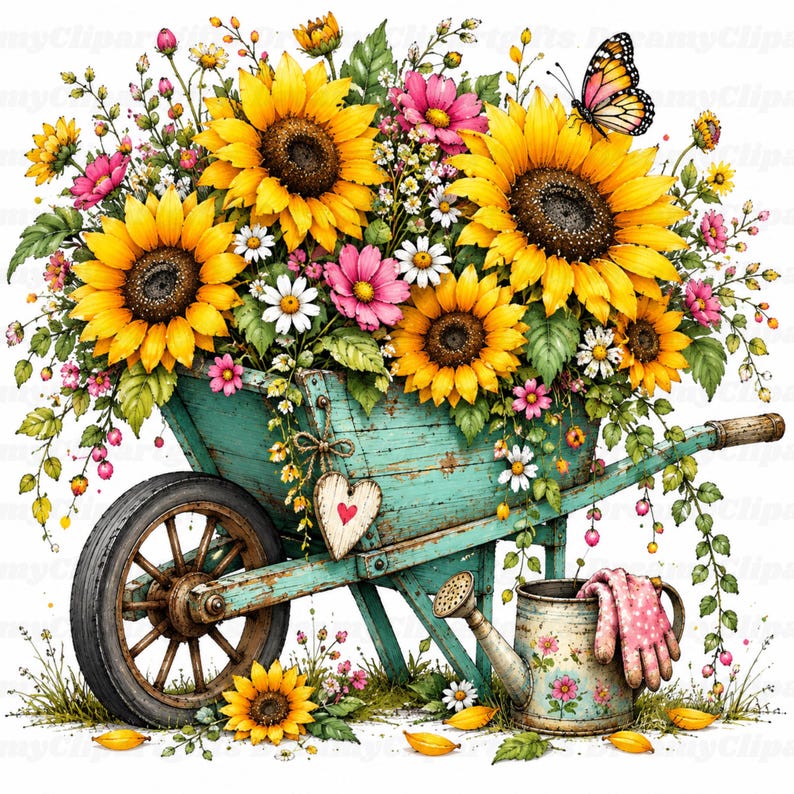 30 Sunflower Garden Elements Clipart Whimsical Spring Cottagecore 30 Sunflower Garden Elements Clipart Whimsical Spring Cottagecore