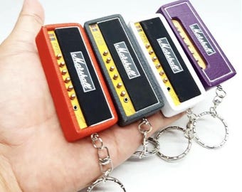 Miniature Marshall JCM 800 Amp Head Keychain - Realistic Mini Guitar Amplifier Keyring - Custom Rock Music Accessories Gift