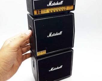 Miniature Amplifier Marshall JCM800 3 Stack, Realistic Mini Amp Model Replica, Guitarist Desk Decor, Rock Music Fan Gift, Studio Display