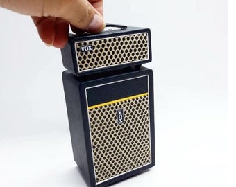 Miniature Vox 2 Stack Amp Replica, Mini Guitar Amplifier Model, Music Memorabilia Gift for Guitarist, Rock Music Decor