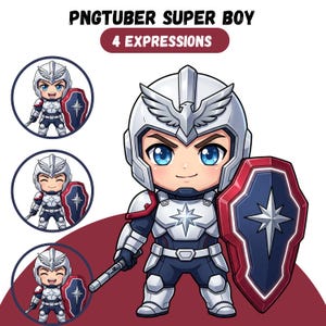 PNGTuber Model |masked SuperHero | Cute Chibi Vtuber Avatar | 4 Expressions | Veadotube Mini | Reactive GIFtuber | Twitch Streaming PNG