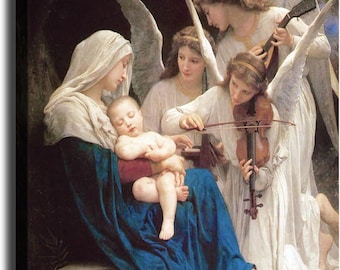 Bouguereau Song of The Angels Leinwand Poster HD Bild Druck Wandkunst Modernes Zuhause Schlafzimmer Ästhetisches Dekor