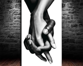 Paar Händchen haltend Leinwand Poster HD Bild Druck Wandkunst Modernes Zuhause Schlafzimmer Ästhetisches Dekor