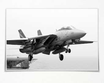 F14 Tomcat Kampfjet Leinwanddruck - Schwarz-Weiß-Luftfahrt Wandkunst