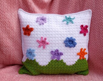 Spring Flowers pillow cover- PDF crochet pattern