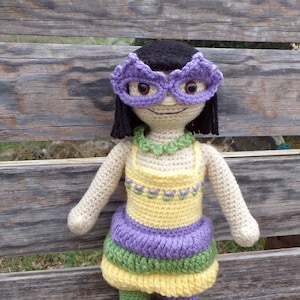 Mardi Gras doll - PDF crochet pattern