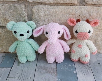 Baby Cuddles - Cow, Elephant, Bear - PDF crochet patterns bundle