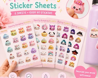 Squishy Dumpling Sticker Sheets, Kawaii Stickers, Cute Sticker Sheet, Waterproof Vinyl Stickers, Cute Planner Stickers, Kawaii Stationery