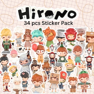 Hirono Fan Sticker Pack | Waterproof Vinyl | Tear resistant | Cute Journaling Stickers | Kawaii Hirono Design Diecut 34pcs