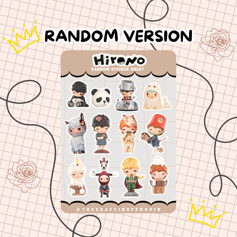Hirono Fan Sticker Pack | Waterproof Vinyl | Tear resistant | Cute Journaling Stickers | Kawaii Hirono Design StckrSheet Random