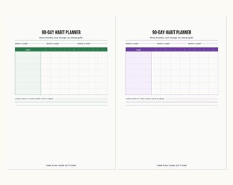 90-Day Habit Planner Printable, ADHD Habit Tracker for Adults, A4 + US Letter PDF