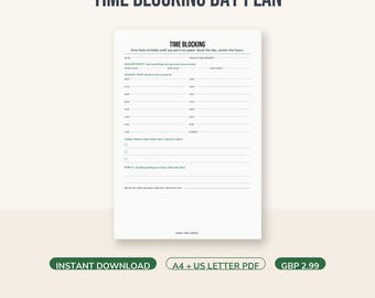 ADHD Time Blocking Printable Daily Time Block Planner Anchors