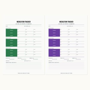 ADHS Medikation Tracker Printable | Tagebuch der Beschwerden | Fokus Stimmung Energie | A4 + US Letter PDF Bild 2