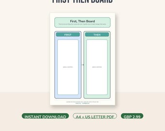First Then Board Printable with Picture Cards, Visual Schedule for Kids, First and Then Chart, Routine Transition Board, Instant Download