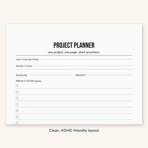 ADHD Project Planner Printable | Focus Planner for Adults | A4 + US Letter PDF Instant Download image 3