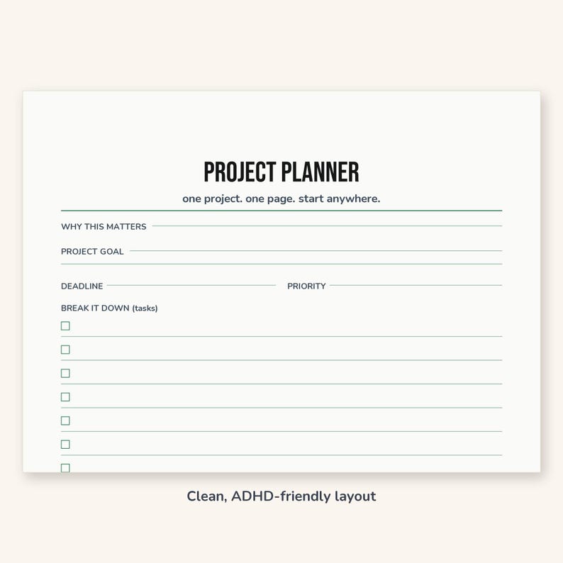 ADHD Project Planner Printable | Focus Planner for Adults | A4 + US Letter PDF Instant Download image 3
