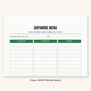 Dopamine Menu Printable | ADHD Motivation Tool | Activity Planner | A4 + US Letter PDF image 3