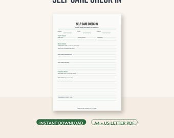 ADHD Self-Care Check-In Printable, Daily Wellbeing Planner for Adults, PDF