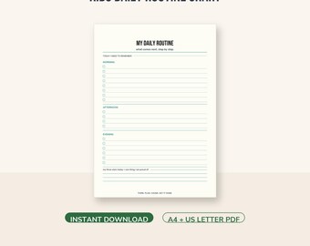 Kids Daily Routine Chart Printable, ADHD Visual Schedule, A4 + US Letter PDF