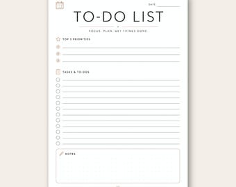 Lista de Tarefas Minimalista para Imprimir: Página de Planejamento Diário Tranquilo em PDF
