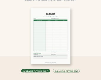 ADHD Bill Tracker Printable, Monthly Budget Planner, A4 + US Letter PDF