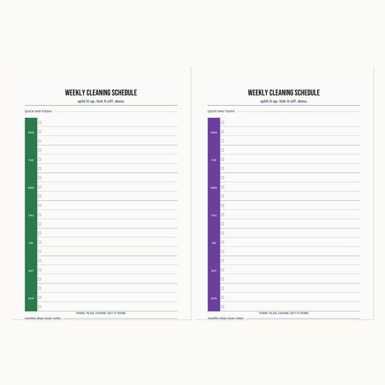 Horario de limpieza para personas con TDAH (imprimible) / Planificador semanal del hogar (PDF) / Tabla de tareas para adultos neurodivergentes imagen 1