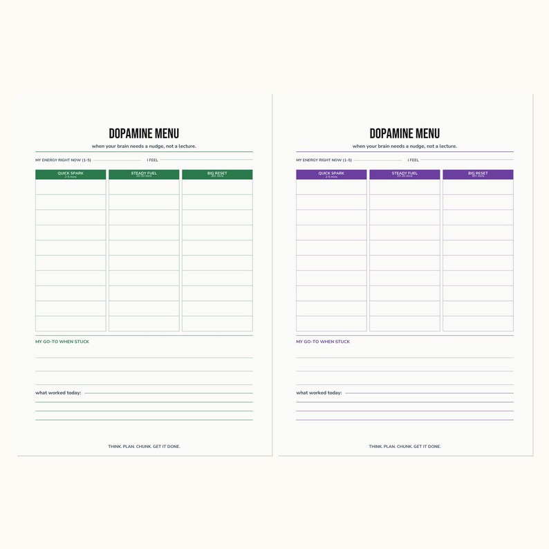 Dopamine Menu Printable, ADHD Activity Planner for Stuck Days, A4 + Letter PDF image 2