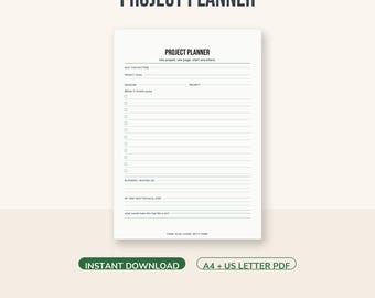 ADHD Project Planner Printable | Focus Planner for Adults | A4 + US Letter PDF Instant Download