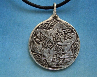 Celtic goddess EPONA three horses, PENDANT Jewel Handmade in Solid 925 sterling silver, necklace charm, Amulet for of abundance and luck