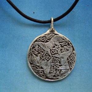 Celtic goddess EPONA three horses, PENDANT Jewel Handmade in Solid 925 sterling silver, necklace charm, Amulet for of abundance and luck