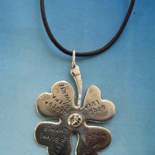 trèfle à 4 feuilles pendentif irlandoise celtique amulette argent  925 collier charme bon-heur