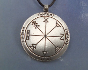 talisman Salomon First 1º pentacle Jupiter pendant clavice seal amulet sigil, Handmade Jewel in sterling silver 925 necklace
