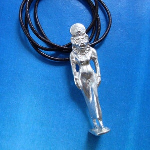 SEKHMET lioness Pendant solid sterling silver 925 figurine of goddess of Egypt, Egyptian charm, Necklace Amulet for Vitality, replica museum