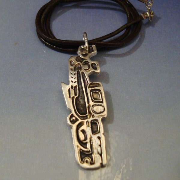 GLATTWALE INUIT Eskimo-Anhänger Juwel aus Sterlingsilber 925 Halskette Stammes-Amulett Totem Desing Inuit-Menschen, Symbol des Geisttiers