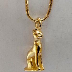 Goddess Cat BASTET EGYPT, Egyptian amulet, Charm pendant,  Handmade Jewel in solid gold 9K 14K 18K or goldplated, with chain goldfilled