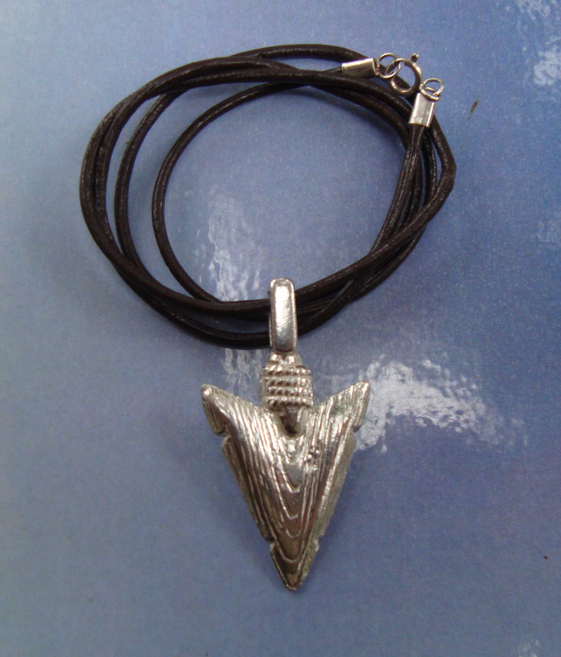Silex Arrowhead Pendant Sterling Silver 925 Charm Amulet