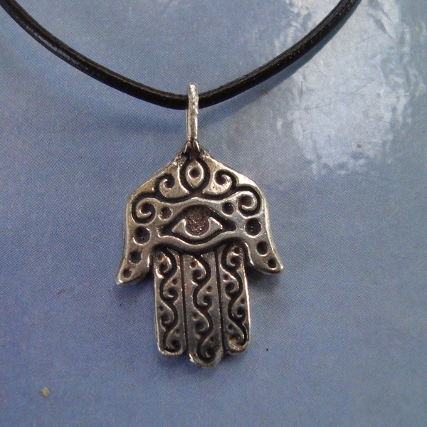 khamsa magique symbole protecteur du mauvais œil, Bijoux faits à la main, pendentif argent 925 amulette contre le mauvais œil charme