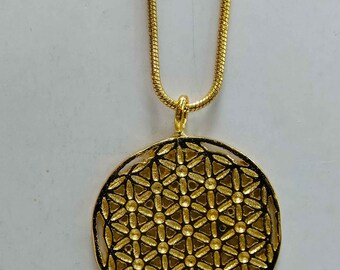 Hexafoil Six-petal rosette pendant charm flower of life amulet jewel gold 9K, 14k, 18K, or goldenplated 18k necklace and chain gold filled
