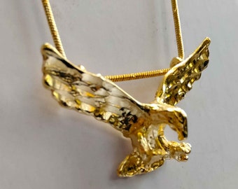 Eagle Flying opening their wings Pendant Jewel Charm Solid Gold 9k 14k 18k or Gold Plated with Chain Gold filled 18k Symbol Amulet for Power