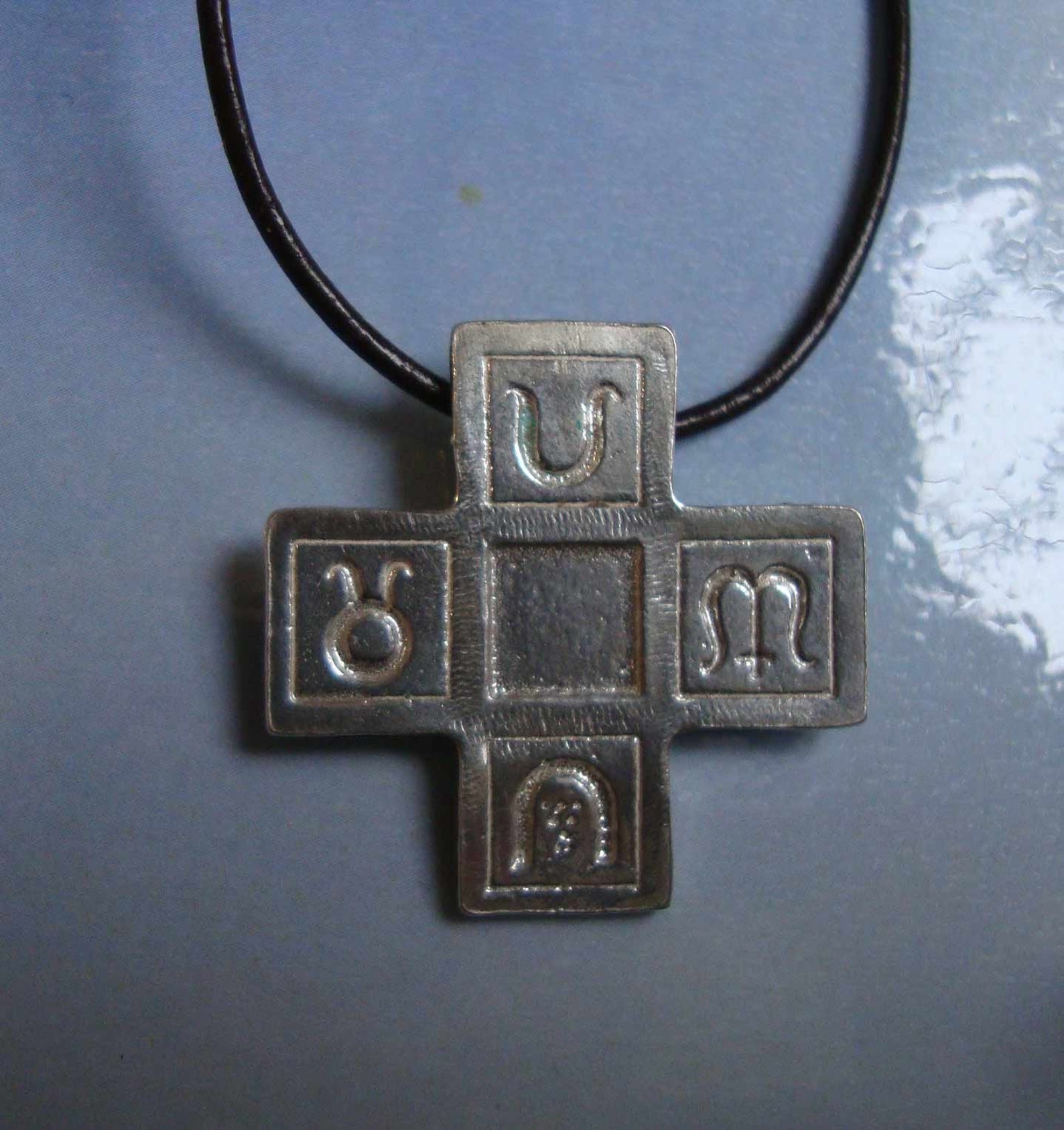 Greek Cross With Symbols 4 Season Charm Amulet Sterling Silver Etsy