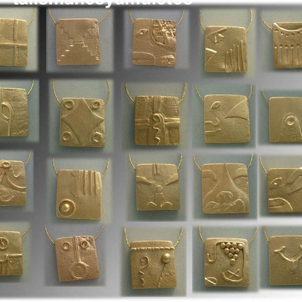 Mayan TZOLKIN PENDANT in gold 9k, 14k, 18k or goldplated, Mayanists Mesoamerican calendar symbols zodiac Kin Necklace Jewel Sigil Glyph