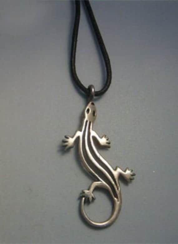 Salamander pendant amulet 925 sterling silver necklace charm Etsy