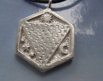 colgante talismán abracadabra abraxa amuleto de plata de ley 925
