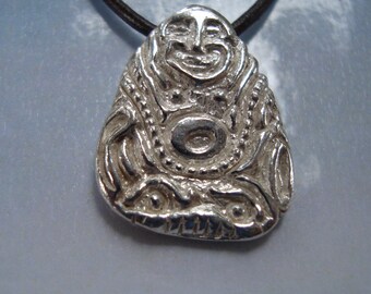 BUDDHA PENDANT,  Jambhala of Buddhist, Jewel Handmade sterling silver 925 charm necklace, Amulet Symbol to attract wealth fortune abundance