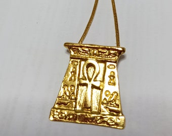 ANKH PENDANT and door, Jewel Handmade of Anj,  egyptian amulet in gold 9k, 14k, 18k or goldplated 18k necklace, Amulet Symbol of inmortality